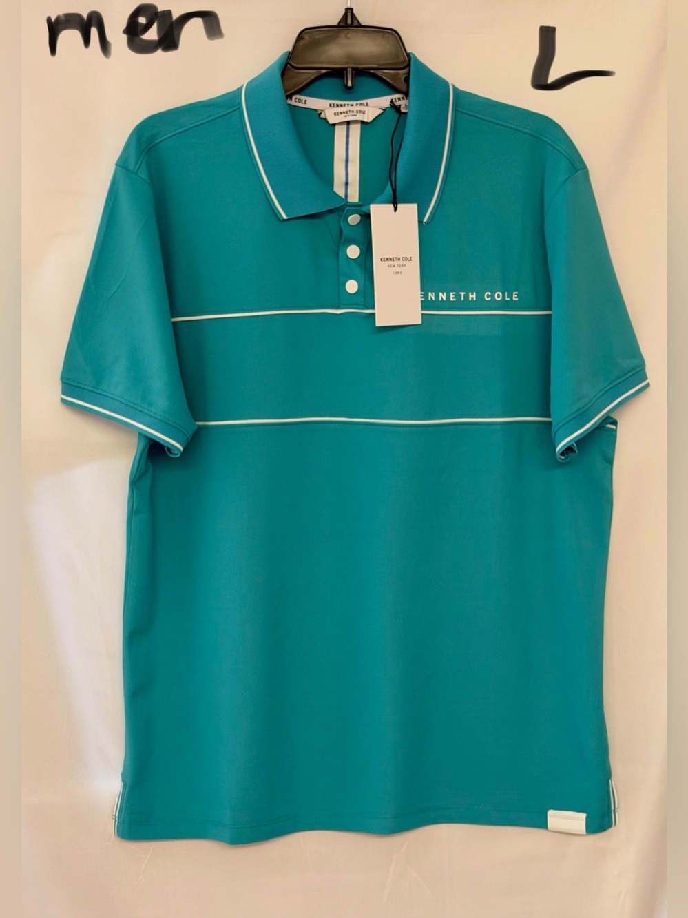 Kenneth Cole Turquoise Polo with White Trim